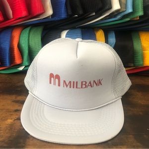 Vintage 80s Streetwear MILBANK BANK rope Trucker Hat